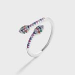 925 Sterling Silver Creative Double Snake Head Adjustable Ring (Size 6-9)
