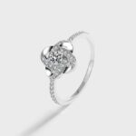 Classic 925 Sterling Silver Twisted Love Delicate Flower Zircon Ring