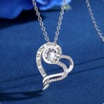 Exquisite 925 Sterling Silver Pink Crystal Zirconia Heart Pendant Necklace