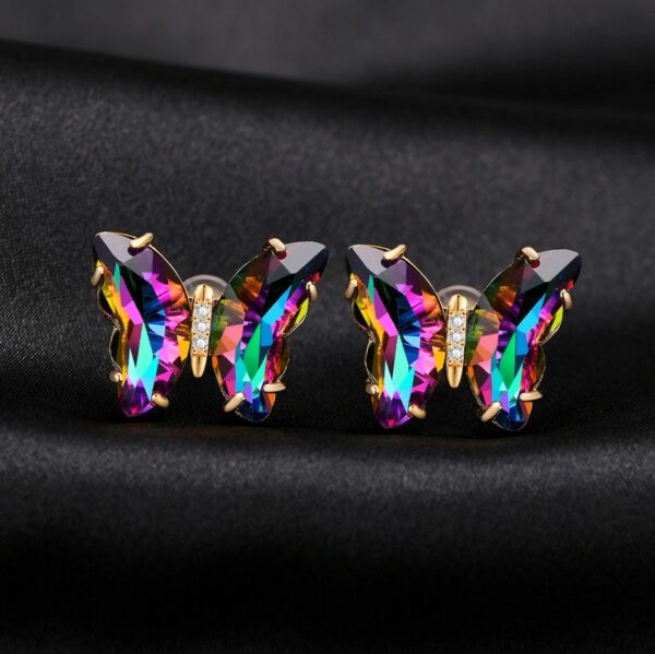 Exquisite IP Gold Stainless Steel Mystic Colorful Butterfly Jewelry Set - Image 3