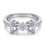Luxury 18K 925 Sterling Silver Exquisite A5 VVS Zircon Bowknot Ring