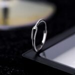 Delicate Sterling Silver Plated Micro Pave Hook & Loop Adjustable Ring (Size 6.5-7.5)