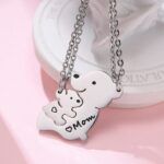 Elegant 316L Stainless Steel Mama & Baby Bear Cute Puzzle Pendant Set