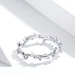 Exquisite Platinum 925 Sterling Silver Zircon Flower Vine Fine Ring