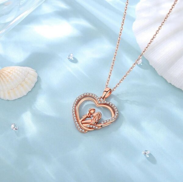 Exquisite 18K 925 Sterling Silver Mother & Child Twisted Heart Zircon Pendant - Image 2