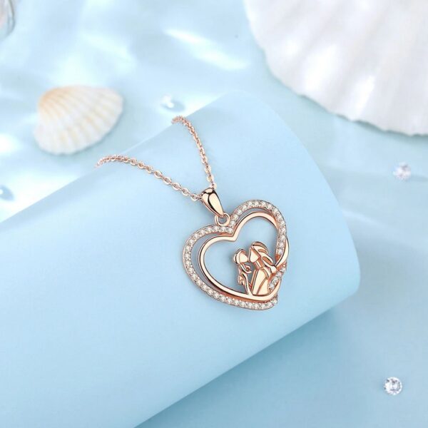 Exquisite 18K 925 Sterling Silver Mother & Child Twisted Heart Zircon Pendant - Image 4