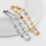 316L Stainless Steel Delicate Heart/Bead Link Charm Bracelet