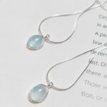 Exquisite 925 Sterling Silver Sea Blue Sapphire Oval Gemstone Pendant Choker