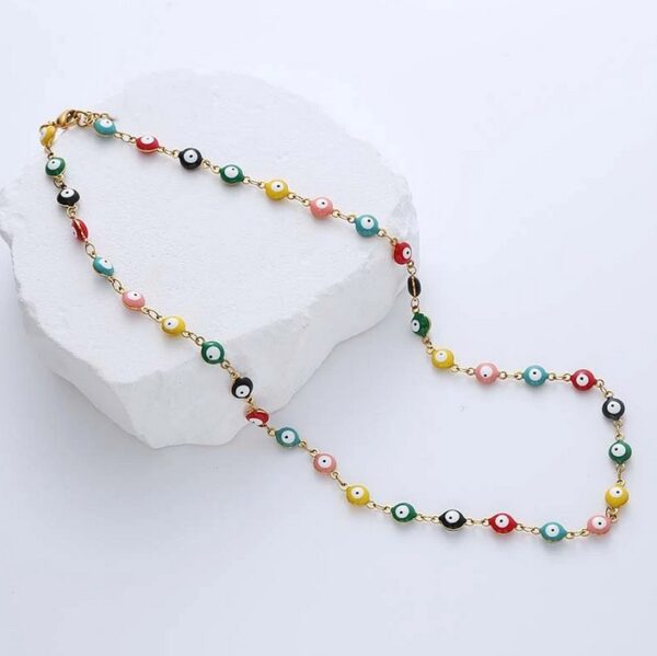 316L Stainless Steel Colorful 6mm Lucky Eye Charm Necklace/Bracelet