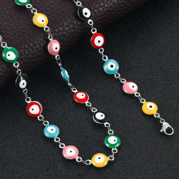 316L Stainless Steel Colorful 6mm Lucky Eye Charm Necklace/Bracelet - Image 3