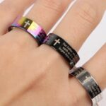 316L Stainless Steel 8mm “Our Father/Serenity Prayer” Cross Engraved Ring