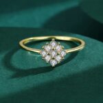 Luxurious 18K 925 Sterling Silver Dazzling Crystal Flower Ring
