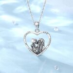 Vintage 925 Sterling Silver Skeleton Kiss Forever Lovers Heart Pendant Necklace