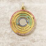 Exquisite 14K Gold Plated Colorful Autumn Rainbow Maze Pendant