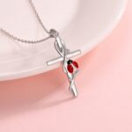 Platinum 925 Sterling Silver Graceful Ladybug Vine Cross Pendant Necklace