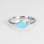 Cute 925 Sterling Silver Blue Whale Adjustable Charm Ring (Size 6-7)