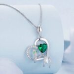 Platinum 925 Sterling Silver Intertwine Snake Zircon Heart Pendant Necklace