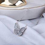 Elegant Sterling Silver Plated Butterfly Spawn Pendant Choker