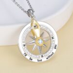18K 925 Sterling Silver “Lost Without You” Inspirational Rotate Compass Pendant