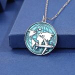 18K 925 Sterling Silver “Around the World” Inspirational Travel Pendant Necklace
