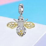 18K 925 Sterling Silver Elegant Zircon Bee Charm Fit Pendant
