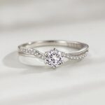 Authentic 925 Sterling Silver Dazzling 0.5CT VVS Zirconia Wave Ring