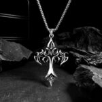 Rugged Design Titanium Steel Flame Cross Pendant Necklace