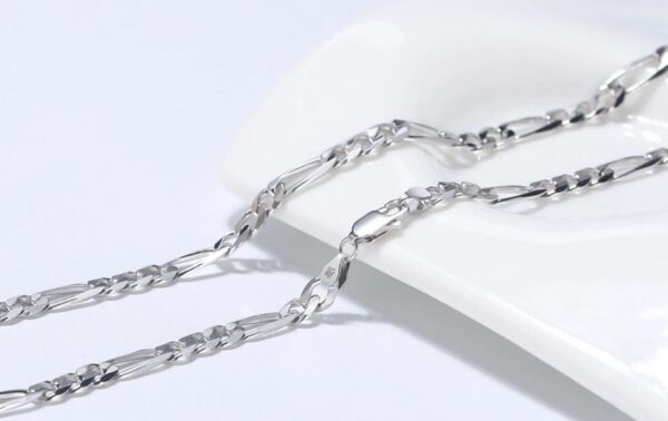 Rhodium Italy 925 Sterling Silver 5MM/7MM Diamond-Cut Figaro Link Chain - Image 3