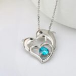 Authentic 925 Sterling Silver Love Always Dolphin Heart Pendant Necklace