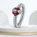Quality Sterling Silver Plated Zirconia Ladybug Eternal Ring