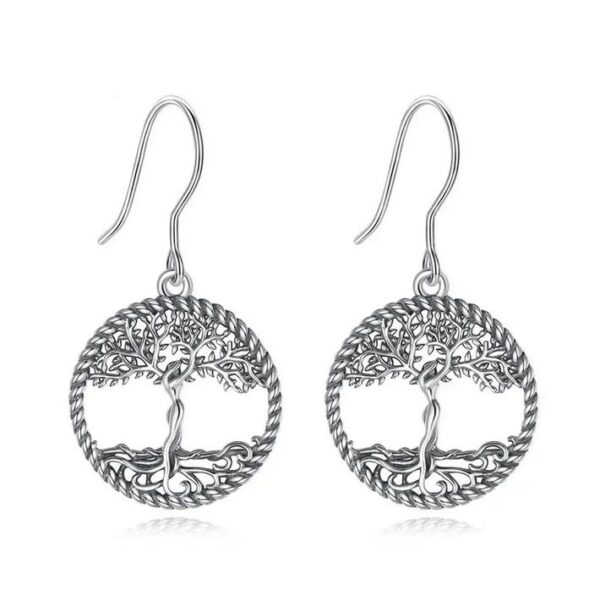 Elegant 925 Sterling Silver Tree of Life "Mother of Pearl" Drop Earrings - Image 4