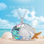 Exquisite 925 Sterling Silver Marine "Mother of Pearl" Scallop Pendant Necklace