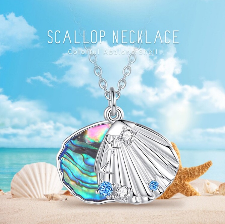 Scallop Seashell pendant, Sterling Silver seashell, tarnish resistant, sea  life jewelry. fast free shipping! Shiny real 925 souvenir - Jewelry Network  Inc