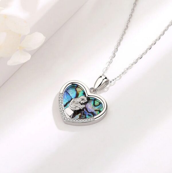 Elegant 925 Sterling Silver Mother & Baby "Mother of Pearl" Heart Pendant Necklace - Image 3