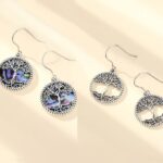 Elegant 925 Sterling Silver Tree of Life "Mother of Pearl" Drop Earrings