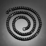 316L Stainless Steel IP Black Cuban & Figaro Link Chain Necklace (16-28")