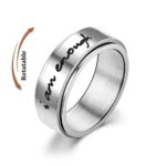 Vintage Stainless Steel 8mm Carved "I Am Enough" Motivational Rotate Ring