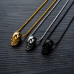 316L IP Stainless Steel Retro Skull Head Pendant Necklace