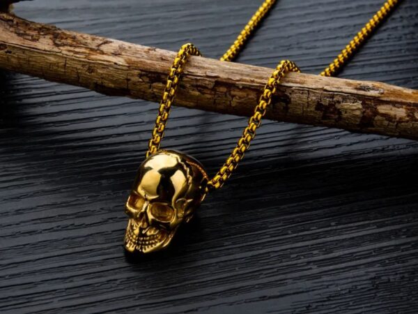 316L IP Stainless Steel Retro Skull Head Pendant Necklace - Image 2