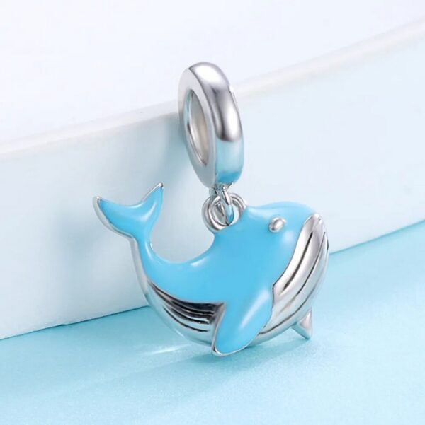 18K 925 Sterling Silver Cute Blue Whale Charm Fit Pendant