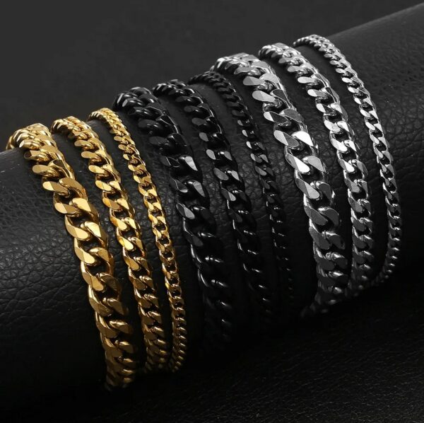 Cool 316L IP Stainless Steel Cuban Link Chain Bracelet - Image 2