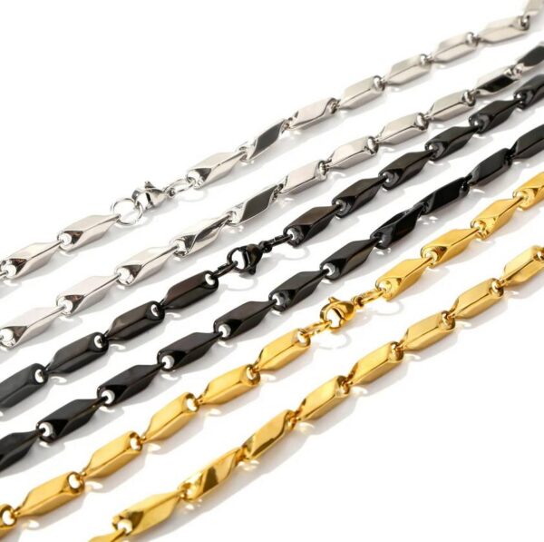 Stylish 316L Stainless Steel Classic 4mm Rhombus Link Chain Bracelet - Image 4