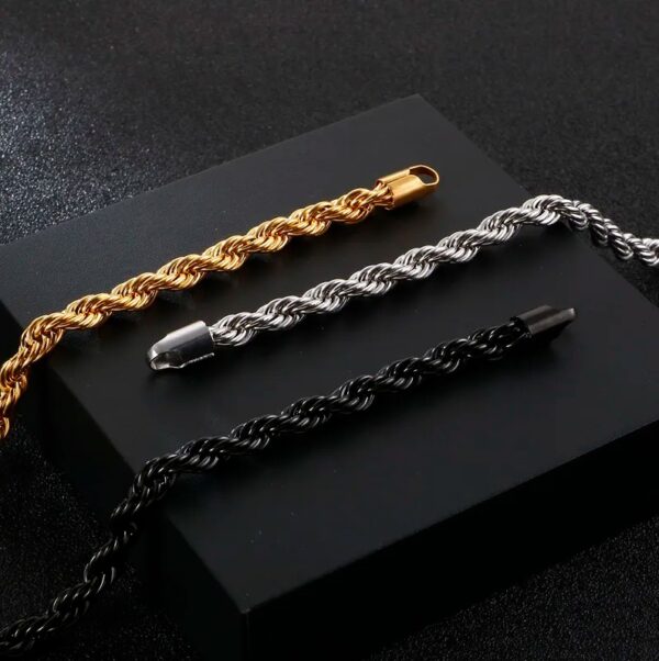 Quality 316L Stainless-Steel 5MM Twisted Rope Chain Bracelet - Image 5