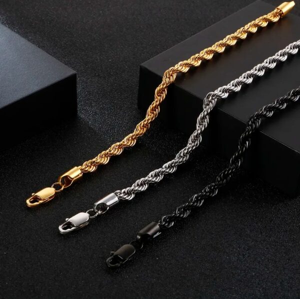 Quality 316L Stainless-Steel 5MM Twisted Rope Chain Bracelet