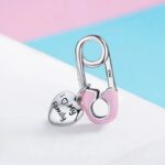 Elegant 925 Sterling Silver Pink Enamel Forever Love Heart Charm Fit Pendant