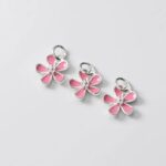18K 925 Sterling Silver Sweet Pink Flower Charm Pendant + Necklace