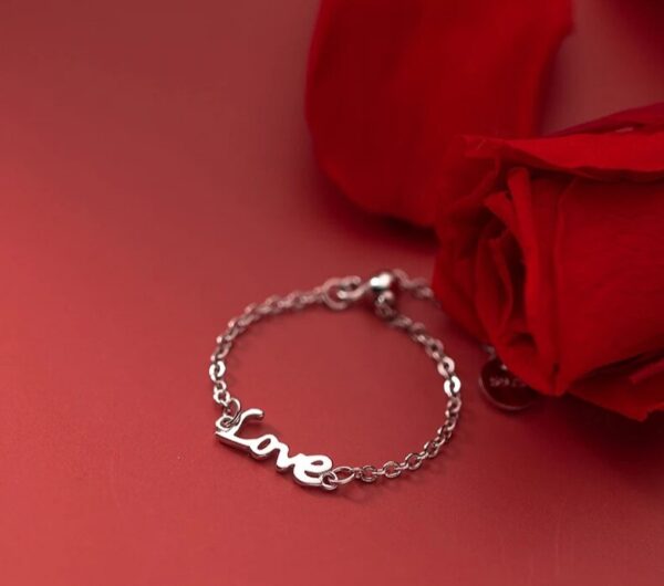 Elegant 18K 925 Sterling Silver Sweet Love Adjustable Chain Ring