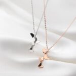Authentic 18K 925 Sterling Silver Sweet Butterfly Link Pendant Necklace