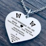 Stainless Steel Inspirational "Always Remember" Heart Charm Pendant Necklace