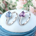 Exquisite 925 Sterling Silver 1.5CT Natural Topaz/Amethyst Gemstone Ring